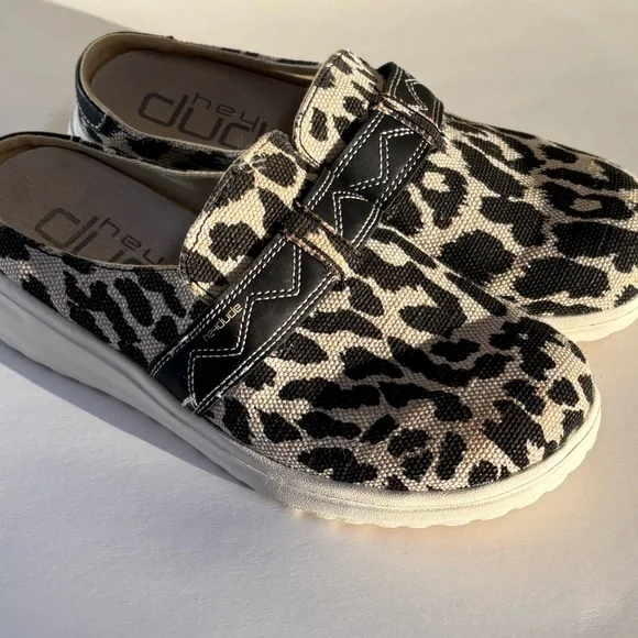 “Hey Dude” Black Cheetah-Leopard Print Slip-On “Nora Mule”Women's Shoes - Picture 4 of 8